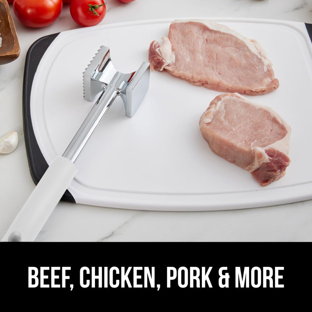 GORILLA GRIP BPA-Free Patented Dual-Sided Meat Tenderizer Tool, Soft Comfortable Handle, Heavy Duty Kitchen Mallet for Steak, Beef, Cutlets, Commercial Grade Chicken Pounder, Dishwasher Safe, Black