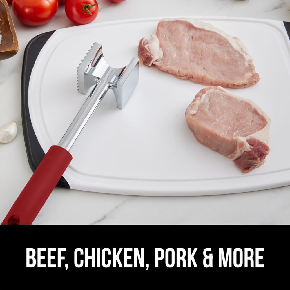 GORILLA GRIP BPA-Free Patented Dual-Sided Meat Tenderizer Tool, Soft Comfortable Handle, Heavy Duty Kitchen Mallet for Steak, Beef, Cutlets, Commercial Grade Chicken Pounder, Dishwasher Safe, Black