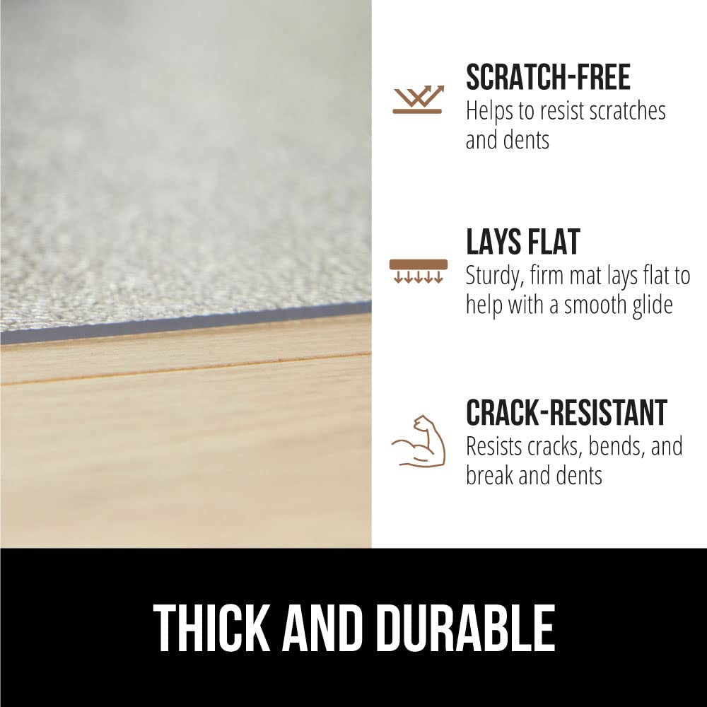 GORILLA GRIP Slip Resistant Clear Office Chair Mat for Carpet Floors, 36x48 Smooth Rolling Glide Under Desk, Heavy Duty Plastic Computer Mats and Carpeted Floor Protector, Work and Gaming Chairs