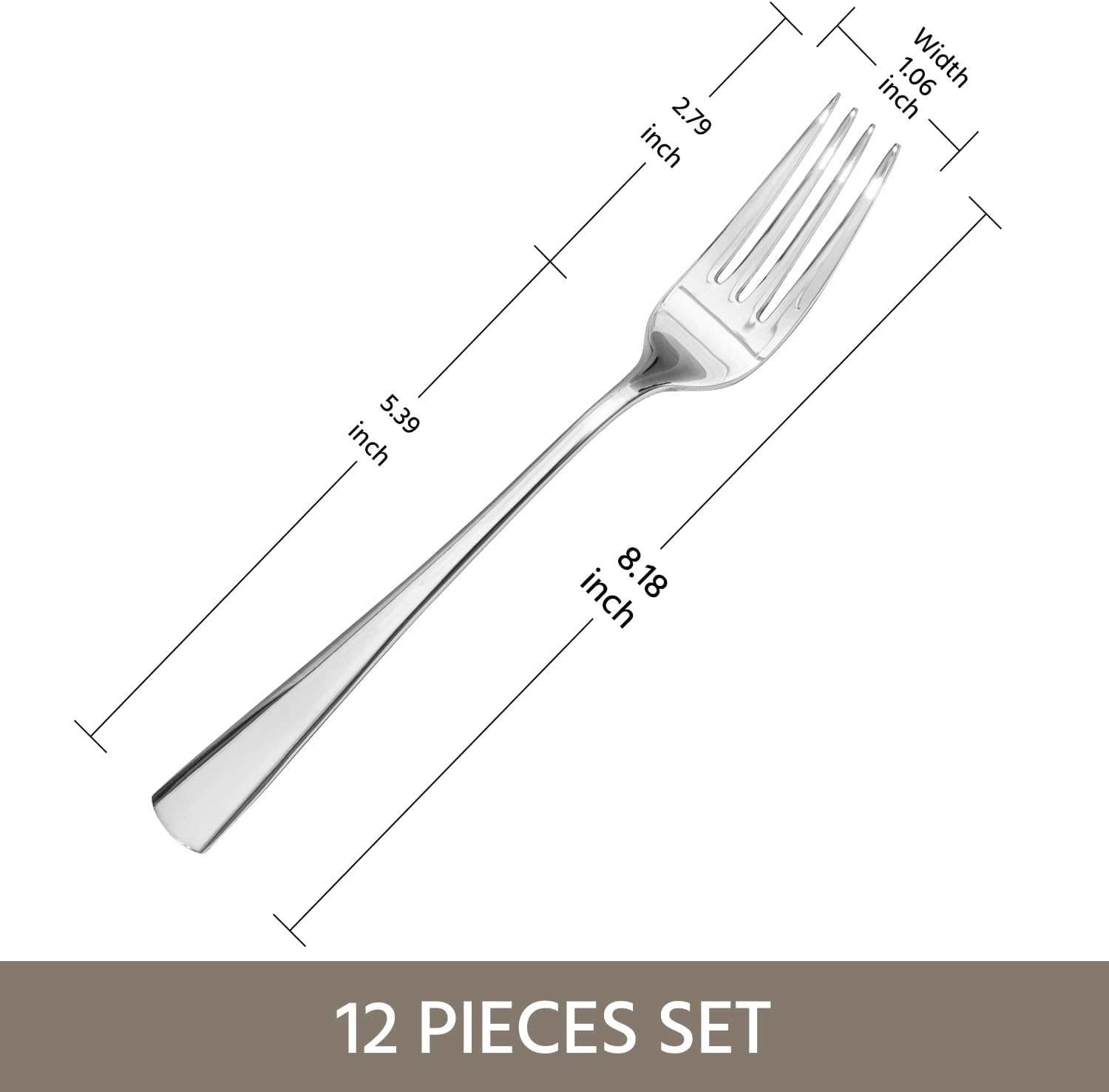 KINGSTONE 24 Pieces Spoons and Forks Set, 18/10 Stainless Steel Flatware Cutlery Set, 12 Forks (8.18 inch) and 12 Spoons (8.18 inch), Mirror Polished Silverware for Home, Kitchen, Restaurant, Dishwash