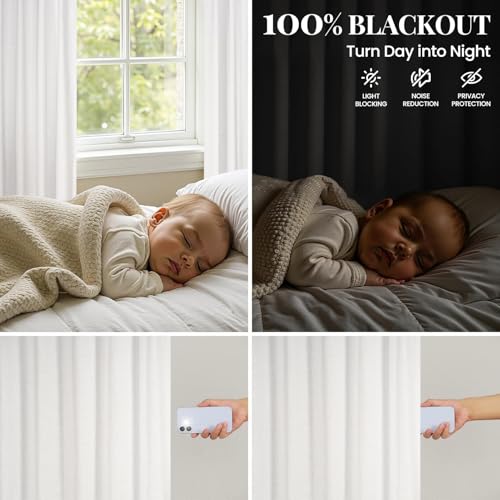 Topfinel 84 Inch Long Natural Blackout Curtains for Bedroom Livingroom, Farmhouse Back Tab Pinch Pleated Drapes for Track System,Neutral Linen Ambiance & Privacy Drapes Natural 52" W*84" L