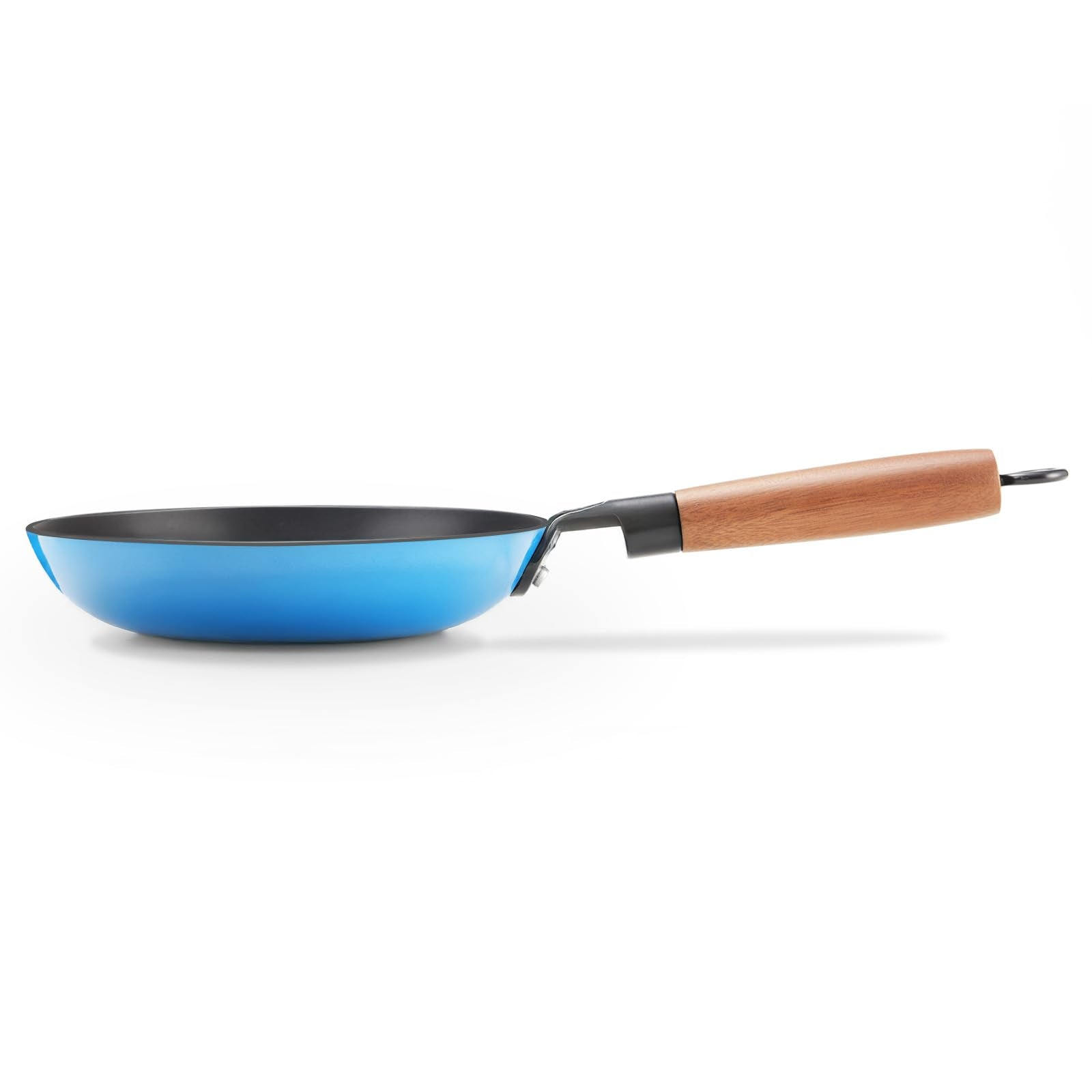 KITESSENSU Enameled Cast Iron Skillets - Non Stick Frying Pans Set with Durable Wooden Handle - 10&12 Inch Titanium Cast Iron Pans for Multi-Cooking - Pre Seasoned Cookware Set - Gradual Cobalt Blue