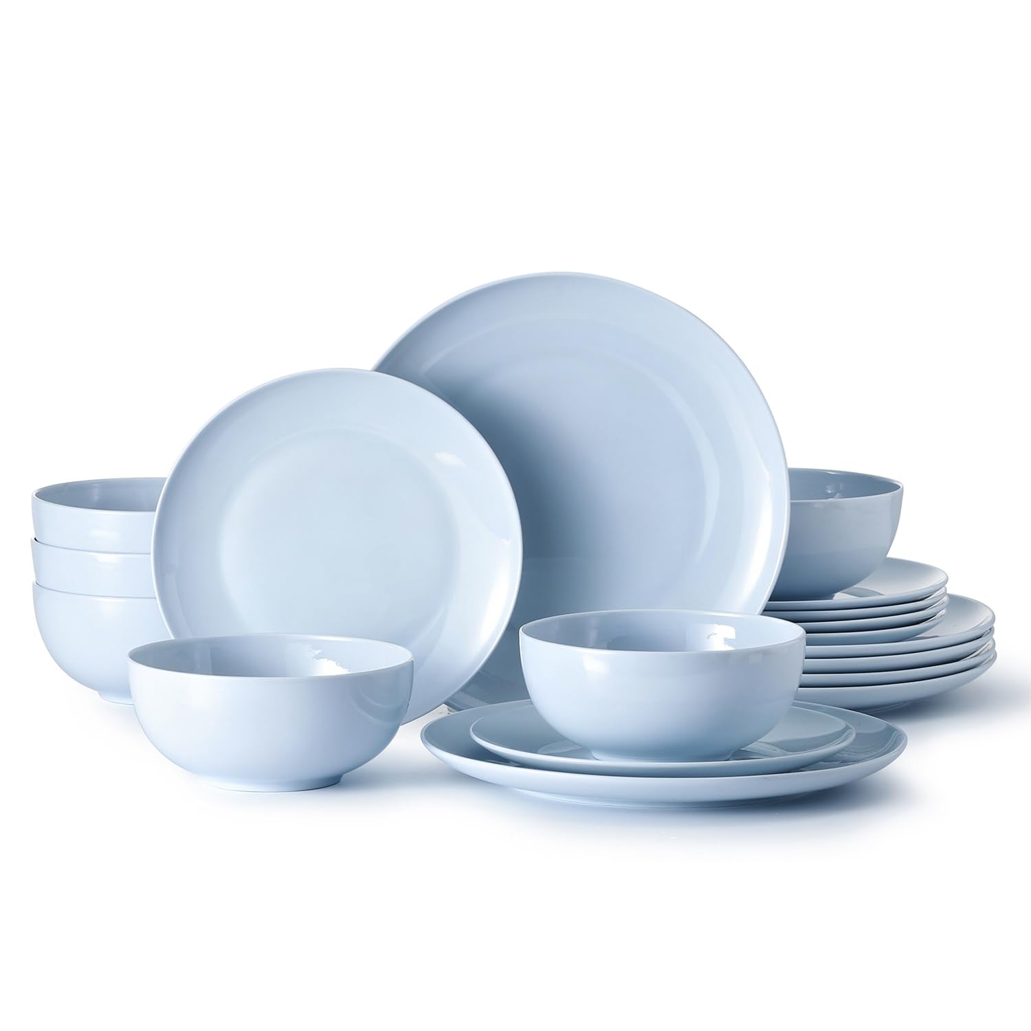 KINGSTONE 12-Piece Bone China Dinnerware Set for 4, Lightweight and Durable, Microwave and Dishwasher Safe, White Plates and Bowls for Everyday Use