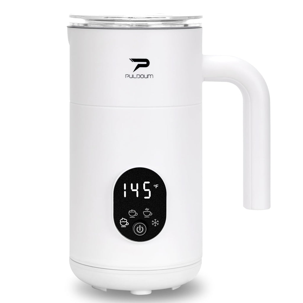 Milk Frother, Electric Milk Frother and Steamer 4 in 1 Automatic Coffee Steamer Frother, 11.8OZ / 350ML Warm and Cold Foam Frother for Coffee,Latte, Cappuccino, Macchiato, Hot Chocolate (White)