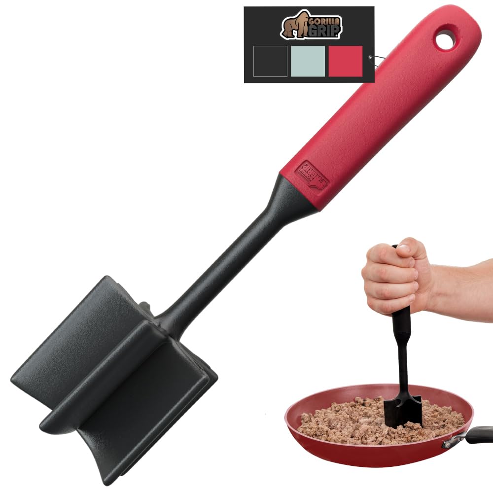 GORILLA GRIP BPA-Free Patented Dual-Sided Meat Tenderizer Tool, Soft Comfortable Handle, Heavy Duty Kitchen Mallet for Steak, Beef, Cutlets, Commercial Grade Chicken Pounder, Dishwasher Safe, Black