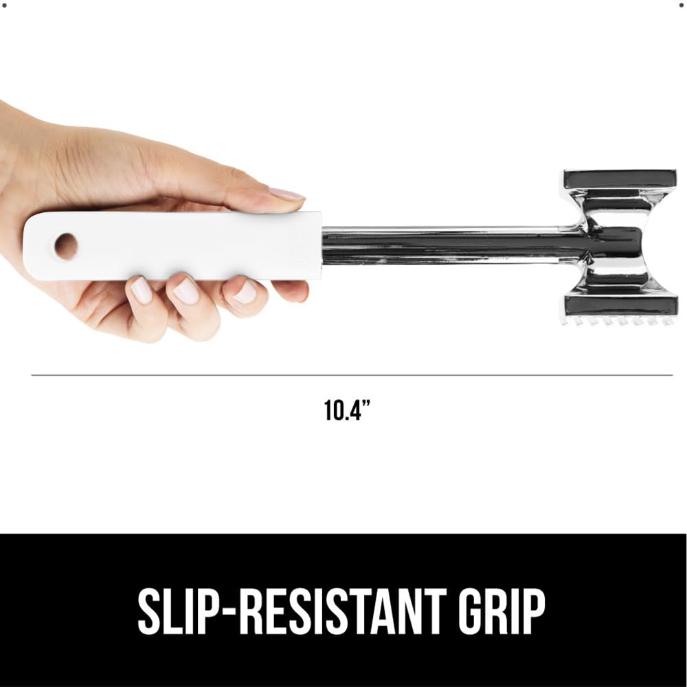 GORILLA GRIP BPA-Free Patented Dual-Sided Meat Tenderizer Tool, Soft Comfortable Handle, Heavy Duty Kitchen Mallet for Steak, Beef, Cutlets, Commercial Grade Chicken Pounder, Dishwasher Safe, Black