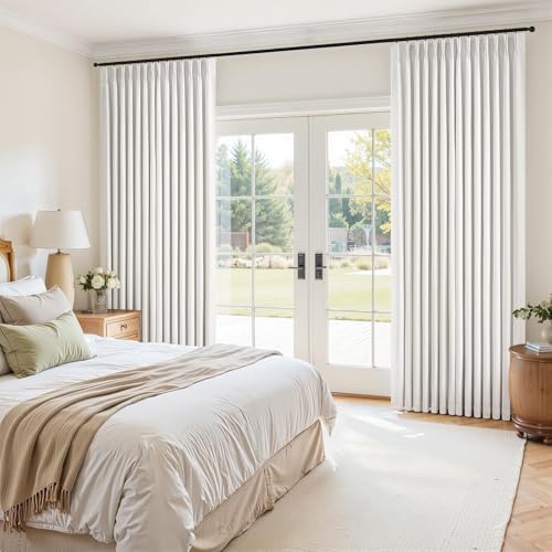 Topfinel 84 Inch Long Natural Blackout Curtains for Bedroom Livingroom, Farmhouse Back Tab Pinch Pleated Drapes for Track System,Neutral Linen Ambiance & Privacy Drapes Natural 52" W*84" L