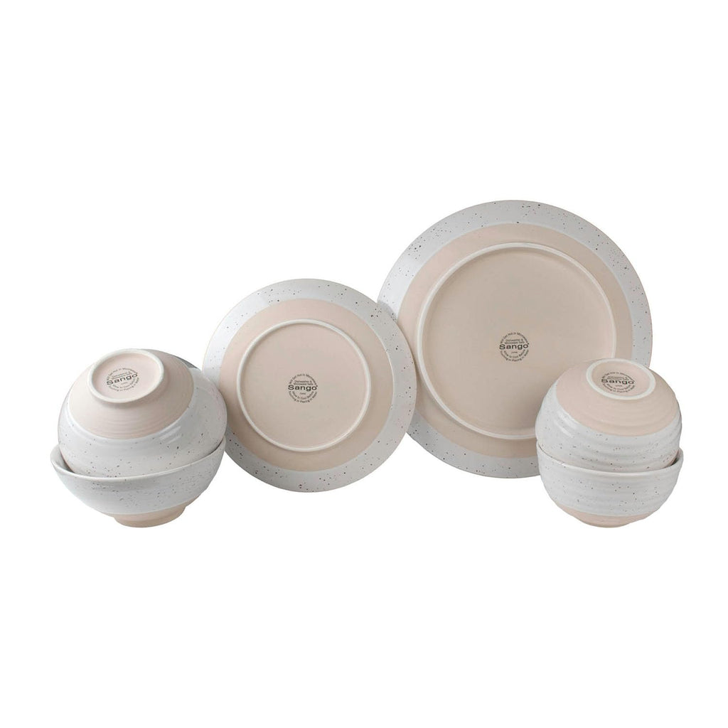 Sango Siterra Painter's Palette 16-Piece Stoneware Dinnerware Set - Service for 4, Ceramic Plates and Bowls Sets, Chip Resistant, Rustic Dishware, Microwave & Dishwasher Safe Kitchen Dishes