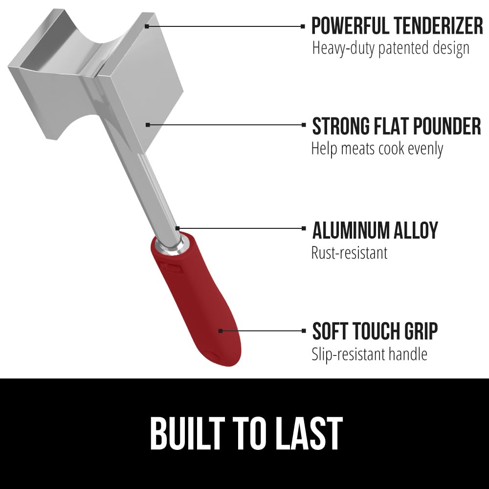 GORILLA GRIP BPA-Free Patented Dual-Sided Meat Tenderizer Tool, Soft Comfortable Handle, Heavy Duty Kitchen Mallet for Steak, Beef, Cutlets, Commercial Grade Chicken Pounder, Dishwasher Safe, Black