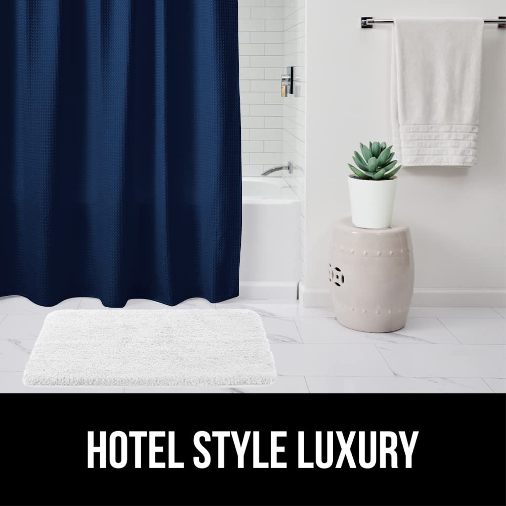 GORILLA GRIP Waffle Shower Curtain, Thick Weighted Fabric, Wrinkle and Rust Resistant, Classic Hotel Quality Design, Heavy Duty Long Curtains for Bathroom Showers, Bath Tubs, Machine Wash, 72x72 White