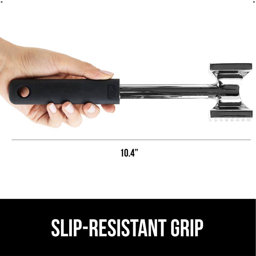 GORILLA GRIP BPA-Free Patented Dual-Sided Meat Tenderizer Tool, Soft Comfortable Handle, Heavy Duty Kitchen Mallet for Steak, Beef, Cutlets, Commercial Grade Chicken Pounder, Dishwasher Safe, Black