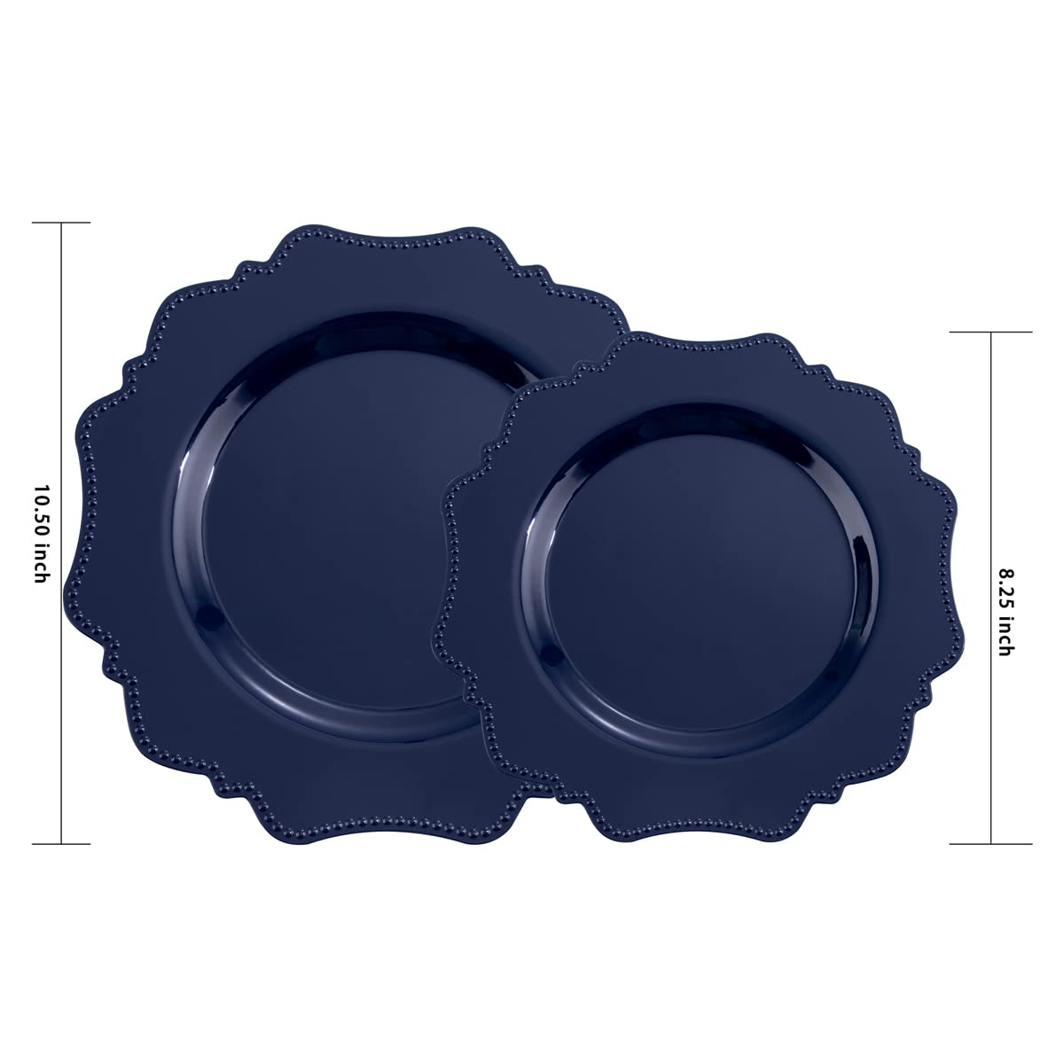 COLOSUS 60PCS White Plastic Plates for 30 guests-Fancy Plastic Beaded Plates,Plastic Plates for Party, Elegant White plates,Include 30 PCS 10.5" Dinner plates & 30PCS 8.25" Dessert plates for easter