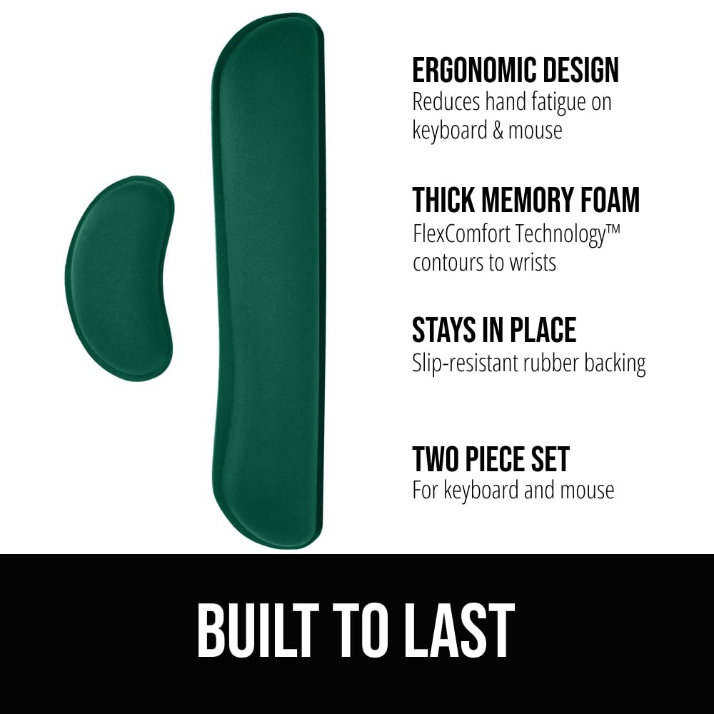GORILLA GRIP Silky Memory Foam Wrist Rest for Computer Keyboard, Mouse, Ergonomic Design for Typing Pain Relief, Desk Pads Support Hand and Arm, Mousepad Rests, Stain Resistant, 2 Piece Pad, Black