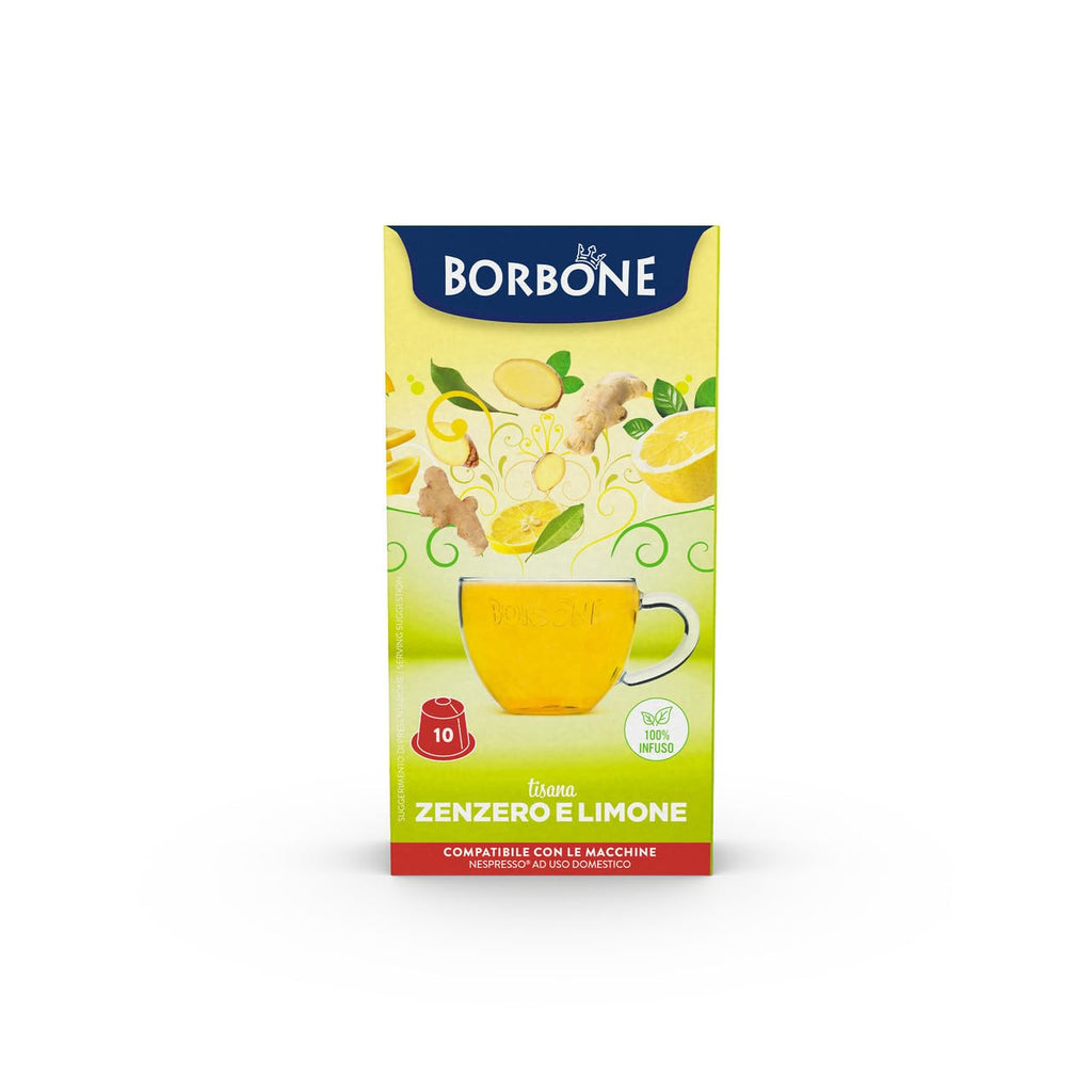 Caffè Borbone's Ginger & Lemon Herbal Tea Capsules, Compatible with Nespresso® Original Line. (6 Packs of 10)