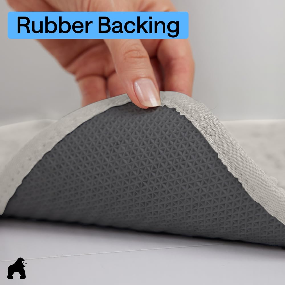 GORILLA GRIP SoakSTOPPER Dog Door Mat, Machine Washable Rug Absorbent Doormat Captures Moisture Mud Dirt, Quick Dry Soft Chenille Entryway Rugs Indoor Entrance Mats for Dog Paws, 24x17 Grey