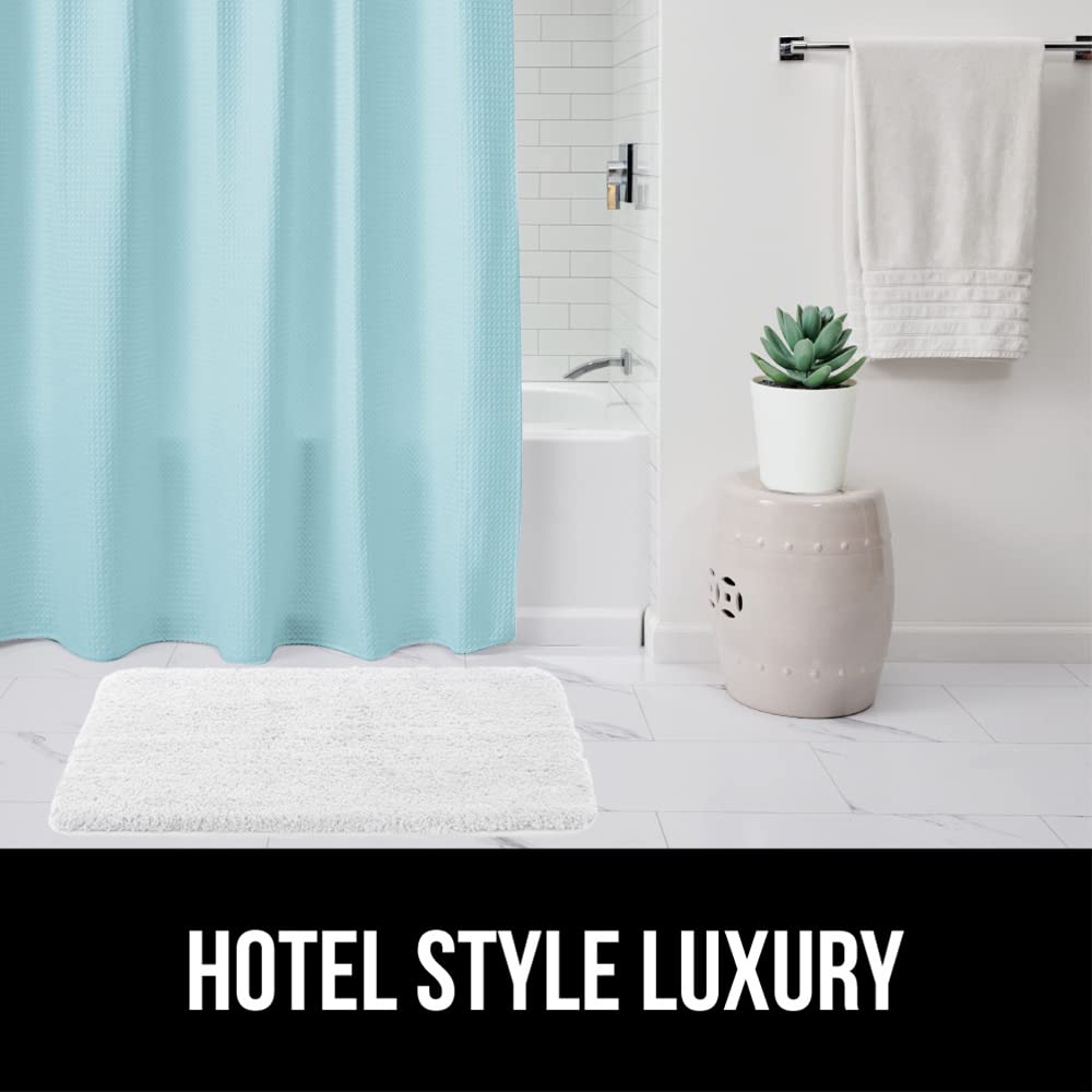 GORILLA GRIP Waffle Shower Curtain, Thick Weighted Fabric, Wrinkle and Rust Resistant, Classic Hotel Quality Design, Heavy Duty Long Curtains for Bathroom Showers, Bath Tubs, Machine Wash, 72x72 White