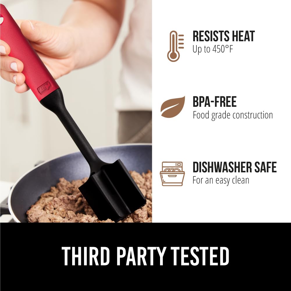 GORILLA GRIP BPA-Free Patented Dual-Sided Meat Tenderizer Tool, Soft Comfortable Handle, Heavy Duty Kitchen Mallet for Steak, Beef, Cutlets, Commercial Grade Chicken Pounder, Dishwasher Safe, Black