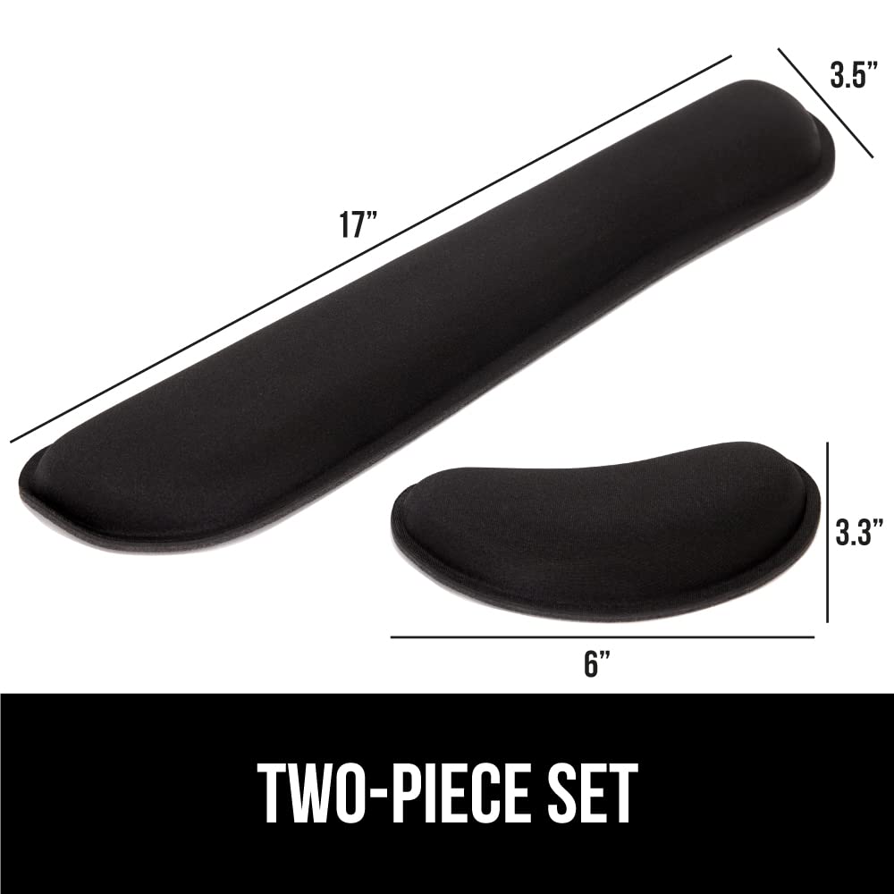 GORILLA GRIP Silky Memory Foam Wrist Rest for Computer Keyboard, Mouse, Ergonomic Design for Typing Pain Relief, Desk Pads Support Hand and Arm, Mousepad Rests, Stain Resistant, 2 Piece Pad, Black
