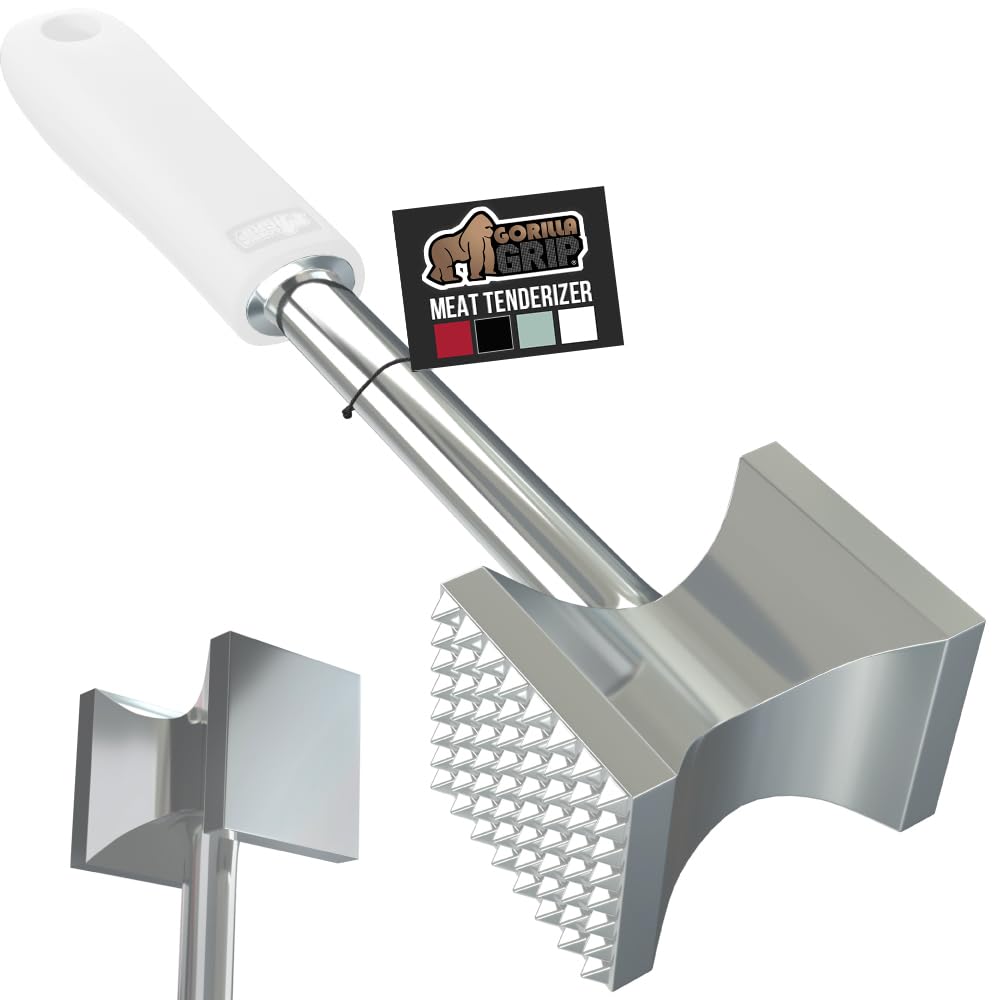 GORILLA GRIP BPA-Free Patented Dual-Sided Meat Tenderizer Tool, Soft Comfortable Handle, Heavy Duty Kitchen Mallet for Steak, Beef, Cutlets, Commercial Grade Chicken Pounder, Dishwasher Safe, Black