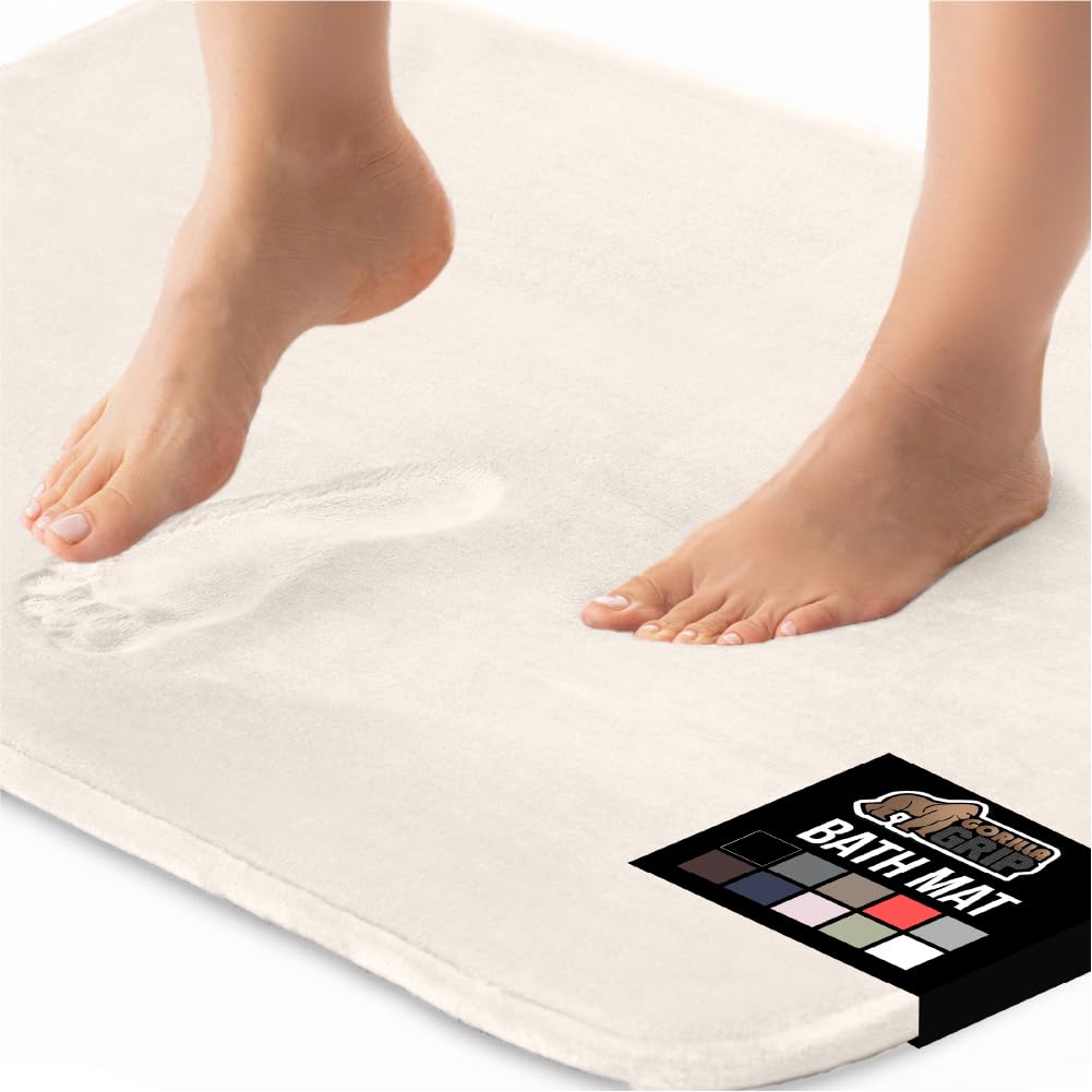 GORILLA GRIP Memory Foam Bath Rugs, Soft Absorbent Velvet Bathroom Mats, Durable Dots on Underside, Machine Washable Bathmat, Carpet Rug Room Decor for Shower Floor, 24x17 Mat, Graphite Gray