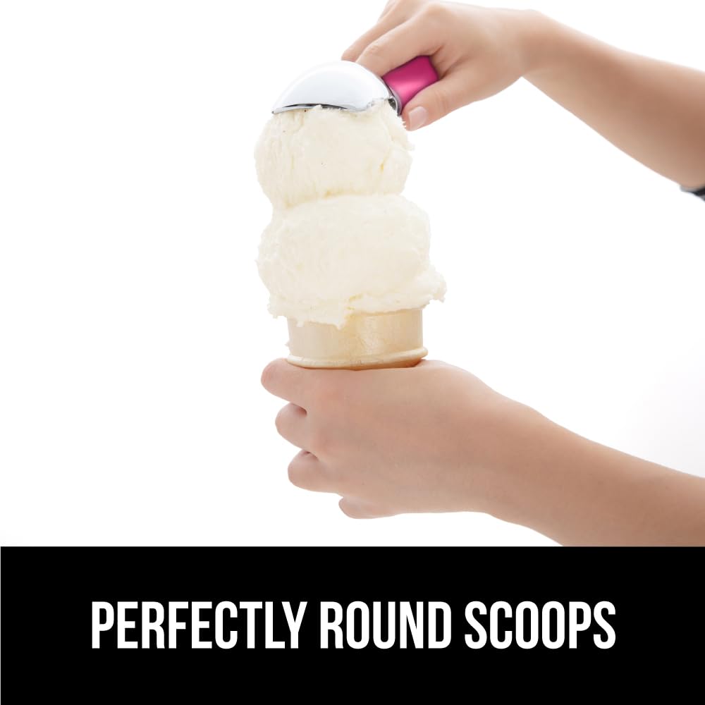 GORILLA GRIP BPA-Free Heavy Duty Ice Cream Scoop, Comfortable Ergonomic Handle, Professional Grade Scooper for Perfect Round Scoops, Spoon Frozen Hard Gelato, Sorbet, Cookie Dough, Kitchen Tool, Black