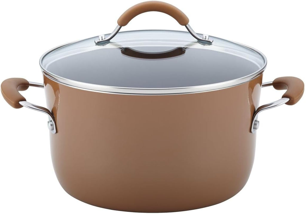 Rachael Ray - 16802 Rachael Ray Cucina Nonstick Cookware Pots and Pans Set, 12 Piece, Sea Salt Gray