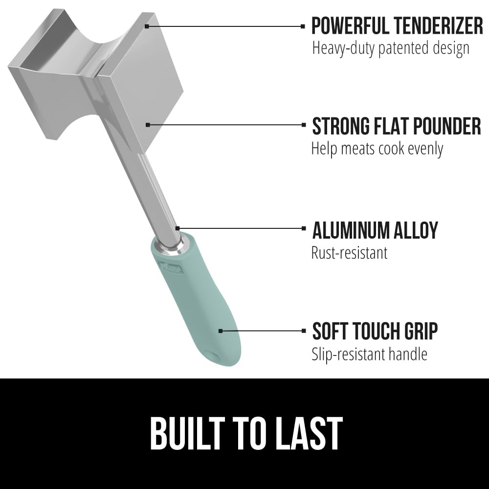 GORILLA GRIP BPA-Free Patented Dual-Sided Meat Tenderizer Tool, Soft Comfortable Handle, Heavy Duty Kitchen Mallet for Steak, Beef, Cutlets, Commercial Grade Chicken Pounder, Dishwasher Safe, Black