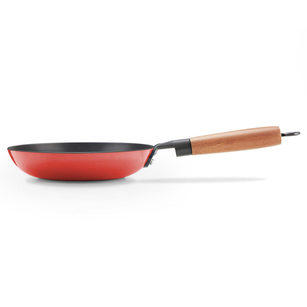 KITESSENSU Enameled Cast Iron Skillets - Non Stick Frying Pans Set with Durable Wooden Handle - 10&12 Inch Titanium Cast Iron Pans for Multi-Cooking - Pre Seasoned Cookware Set - Gradual Cobalt Blue
