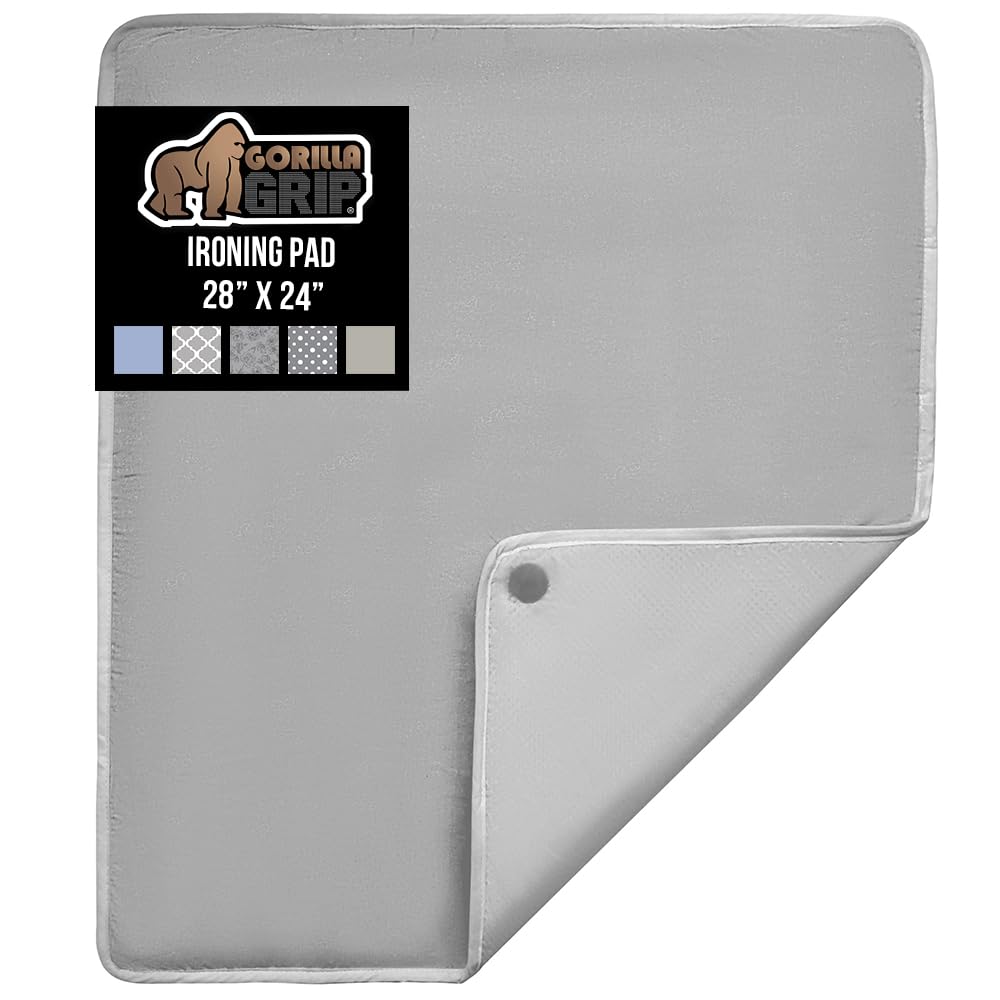 GORILLA GRIP The Original Ironing Board Cover and Pad, Silicone Coating, Thick Scorch Resistant Padding, Heavy Duty Iron Covers Standard Boards, Hook and Loop Fastener Strap, Silver, 15x54