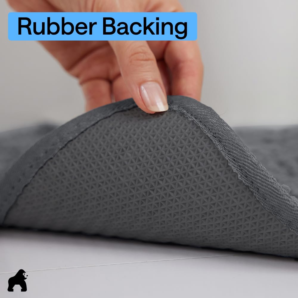 GORILLA GRIP SoakSTOPPER Dog Door Mat, Machine Washable Rug Absorbent Doormat Captures Moisture Mud Dirt, Quick Dry Soft Chenille Entryway Rugs Indoor Entrance Mats for Dog Paws, 24x17 Grey