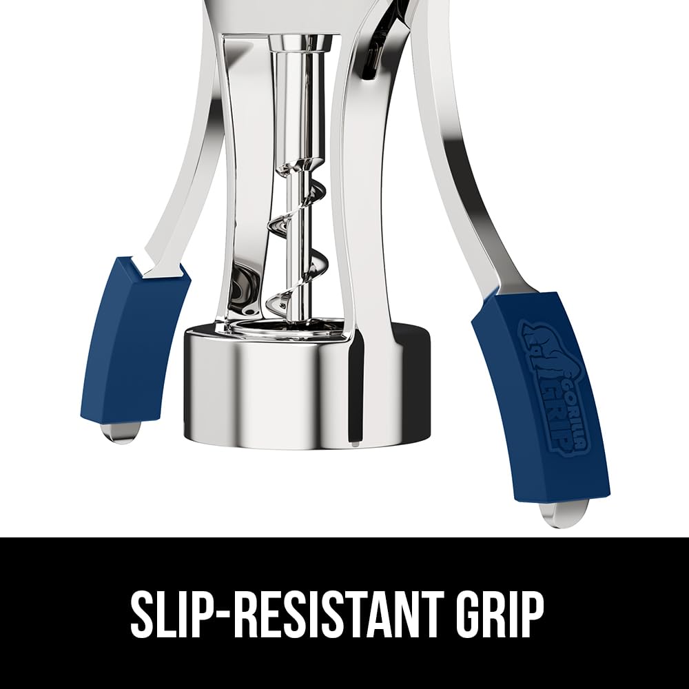 GORILLA GRIP BPA-Free Premium Wine Opener, Easy to Use Smooth Zinc Alloy Wing Corkscrew, Multifunctional Bottle Openers Remove Corks, Caps, Sharp Cork Screw, Dishwasher Safe, Bar Essentials, Black