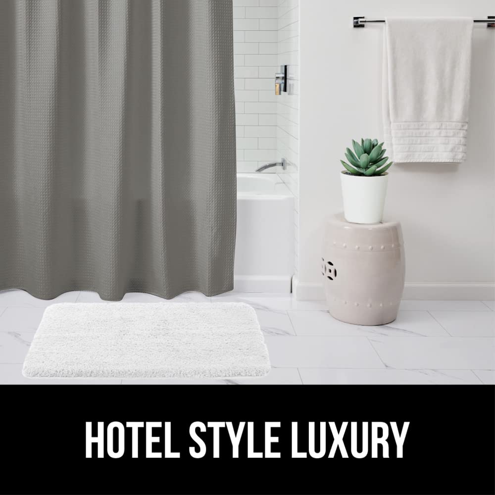 GORILLA GRIP Waffle Shower Curtain, Thick Weighted Fabric, Wrinkle and Rust Resistant, Classic Hotel Quality Design, Heavy Duty Long Curtains for Bathroom Showers, Bath Tubs, Machine Wash, 72x72 White