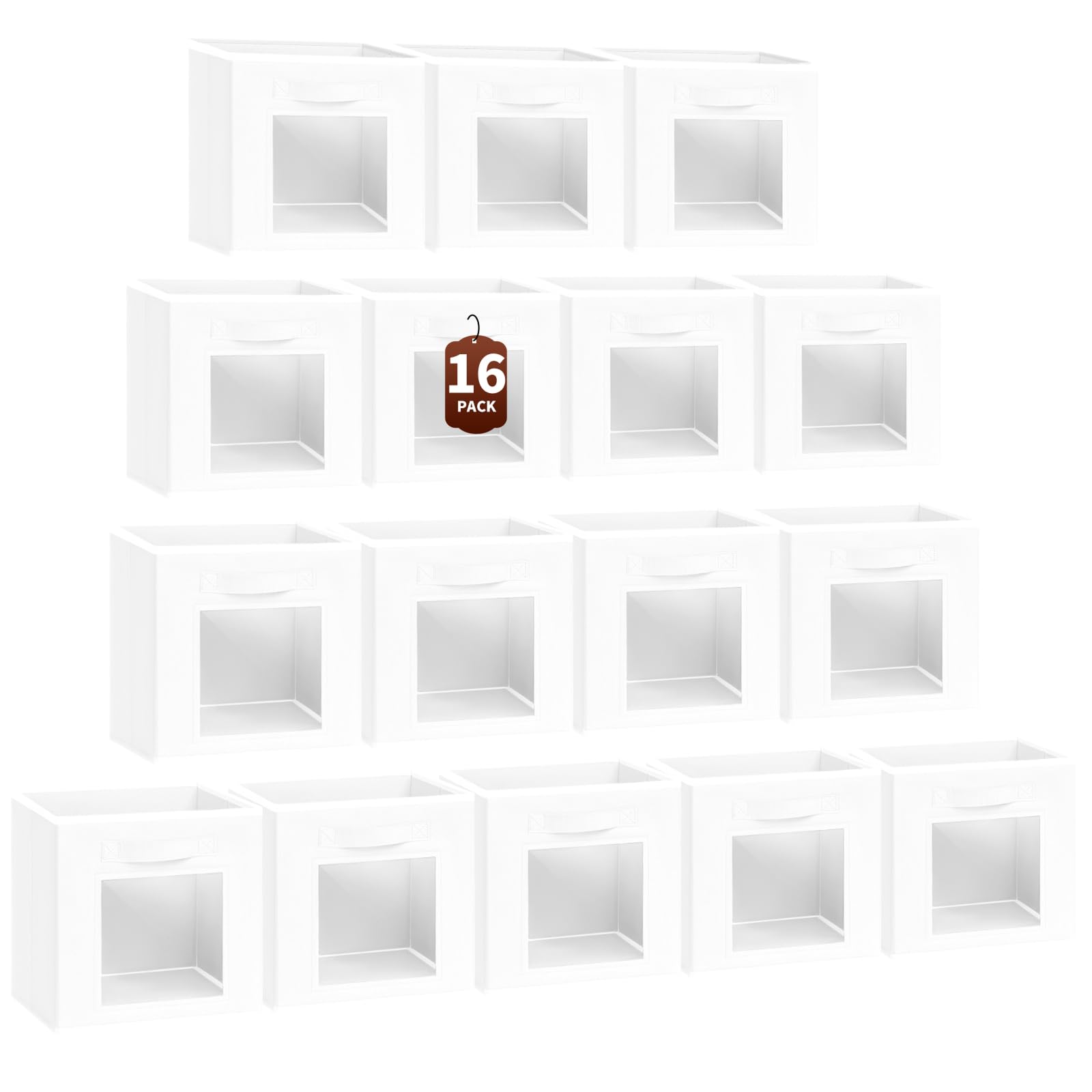 Homsorout Storage Cube 11 Inch - Cube Storage Bins with Window, Closet Storage Baskets with Handle, Fabric Bins for Closet, Shelves, Toys, Clothes, Set of 6, Grey