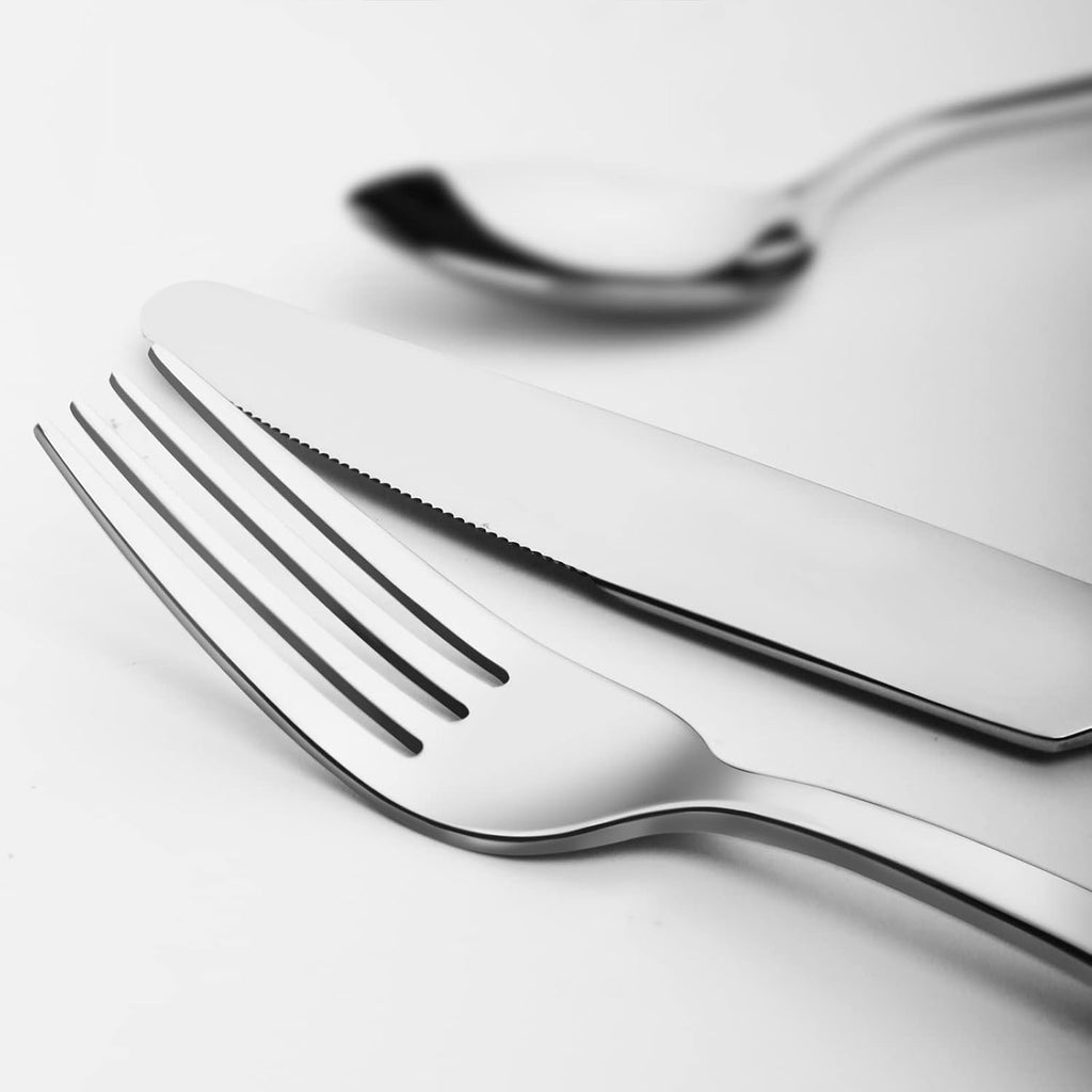 KINGSTONE 24 PCS 18/10 Stainless Steel Forks and Spoons, 12 8" Dinner Forks and 8" Dinner Spoons, Forks and Spoons Silverware Set for Home, Kitchen, Weddings, Parties or Restaurant, Dishwasher Safe