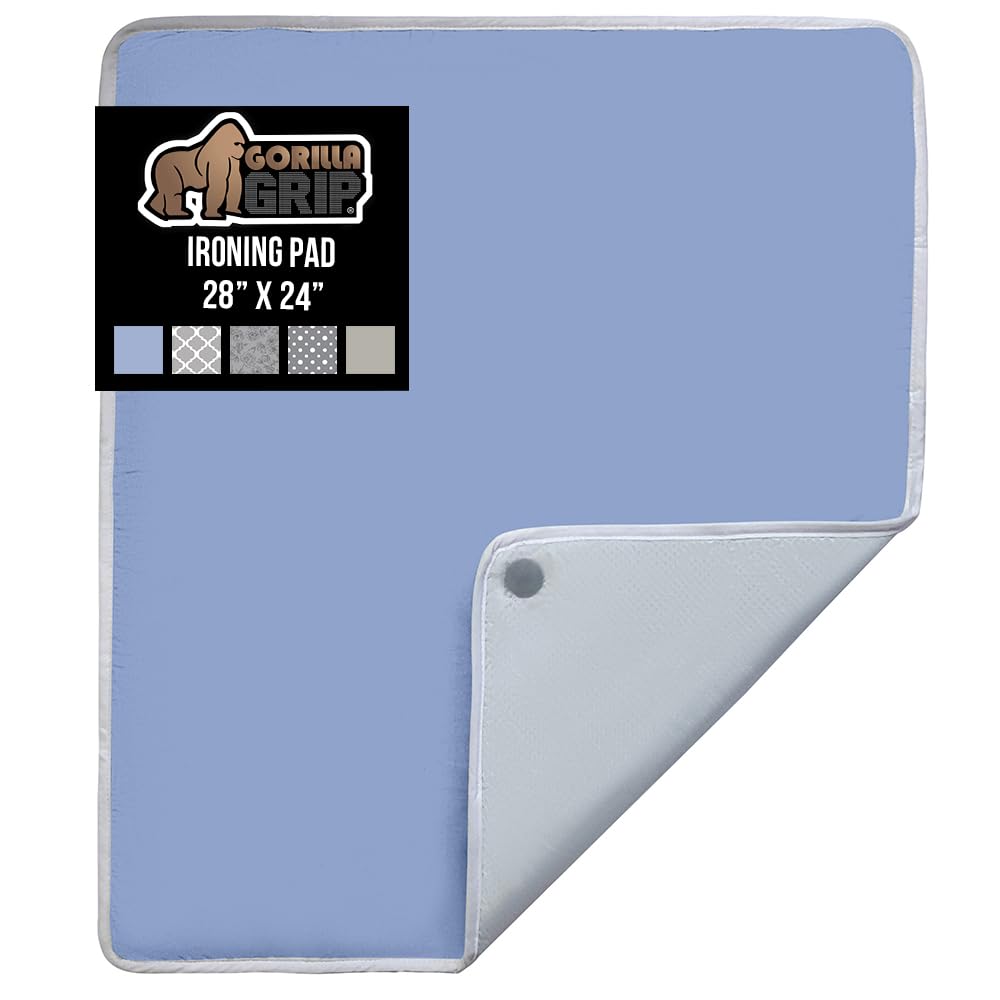 GORILLA GRIP The Original Ironing Board Cover and Pad, Silicone Coating, Thick Scorch Resistant Padding, Heavy Duty Iron Covers Standard Boards, Hook and Loop Fastener Strap, Silver, 15x54