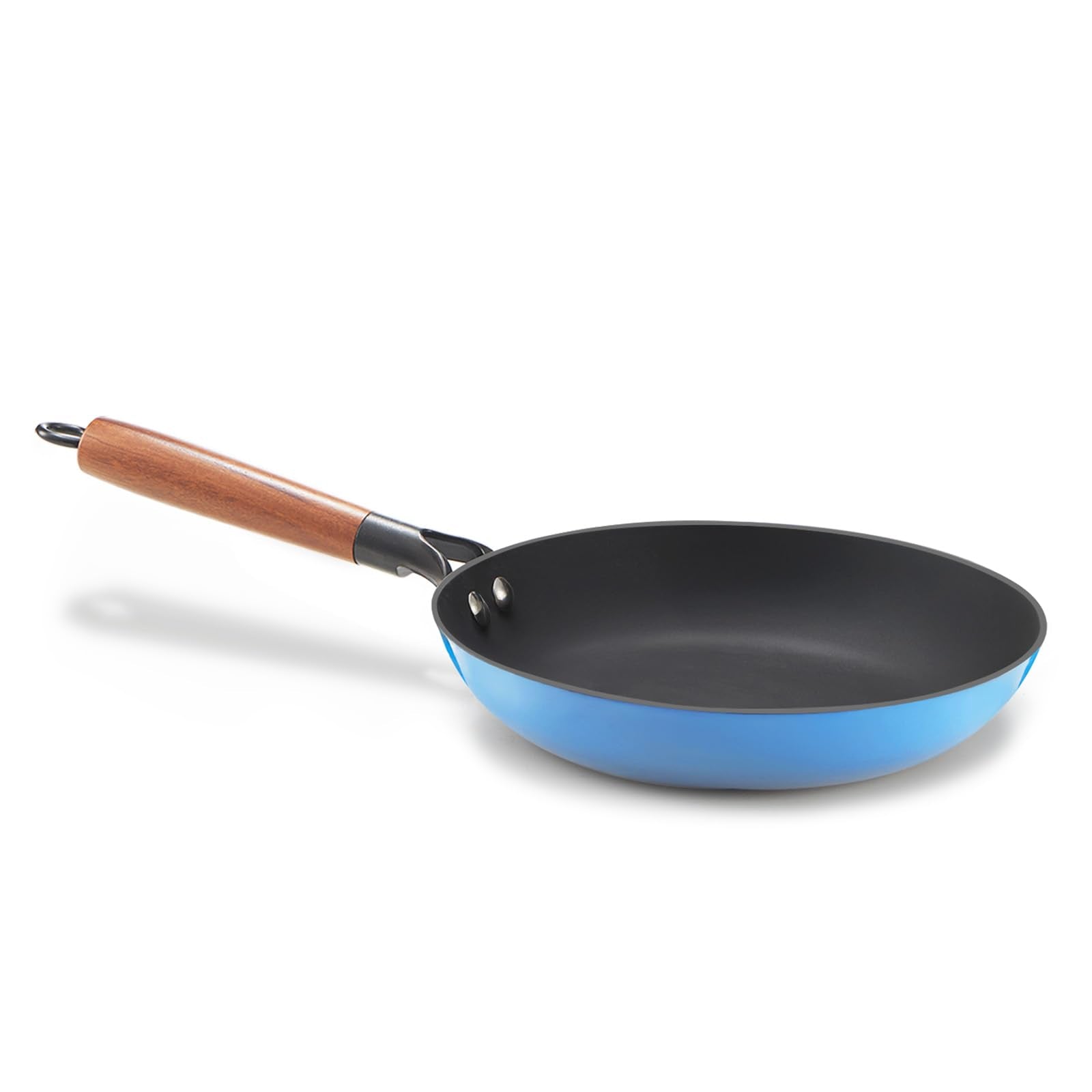 KITESSENSU Enameled Cast Iron Skillets - Non Stick Frying Pans Set with Durable Wooden Handle - 10&12 Inch Titanium Cast Iron Pans for Multi-Cooking - Pre Seasoned Cookware Set - Gradual Cobalt Blue