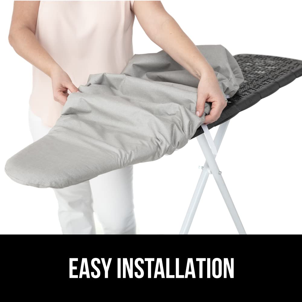 GORILLA GRIP The Original Ironing Board Cover and Pad, Silicone Coating, Thick Scorch Resistant Padding, Heavy Duty Iron Covers Standard Boards, Hook and Loop Fastener Strap, Silver, 15x54