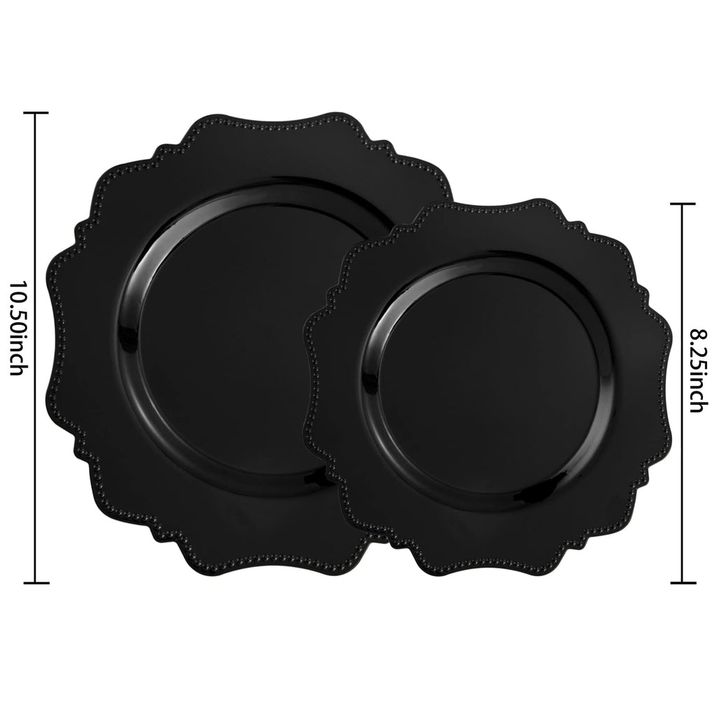 COLOSUS 60PCS White Plastic Plates for 30 guests-Fancy Plastic Beaded Plates,Plastic Plates for Party, Elegant White plates,Include 30 PCS 10.5" Dinner plates & 30PCS 8.25" Dessert plates for easter