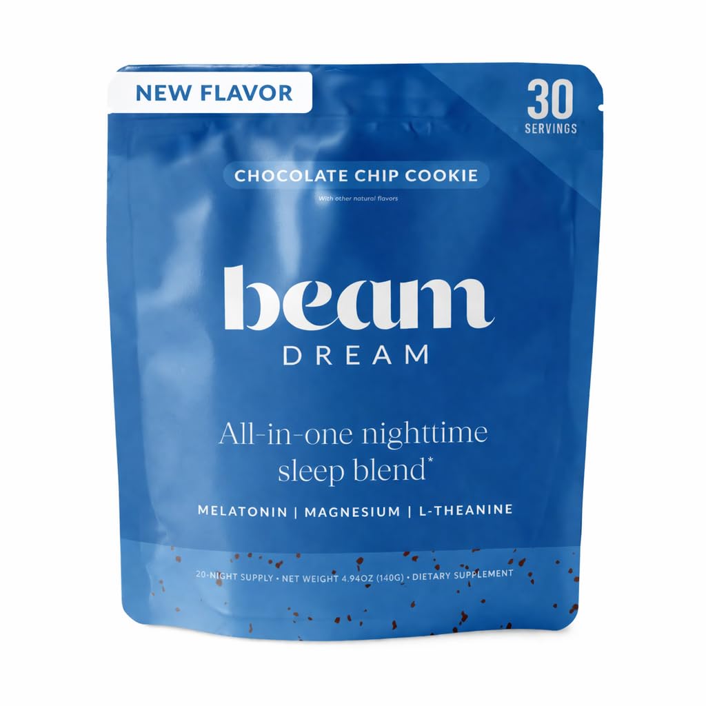 Beam Dream Sleep Powder – Sleep Aid for Adults with Melatonin, Magnesium, L-Theanine, Reishi Mushroom & Apigenin Sleep Supplement, Sleepy Cocoa Bedtime Drink Mix, Brownie Batter Flavor, 30 Servings