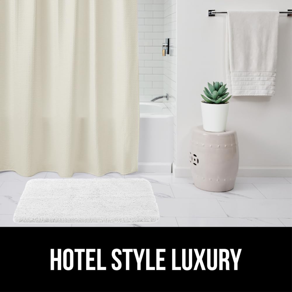 GORILLA GRIP Waffle Shower Curtain, Thick Weighted Fabric, Wrinkle and Rust Resistant, Classic Hotel Quality Design, Heavy Duty Long Curtains for Bathroom Showers, Bath Tubs, Machine Wash, 72x72 White