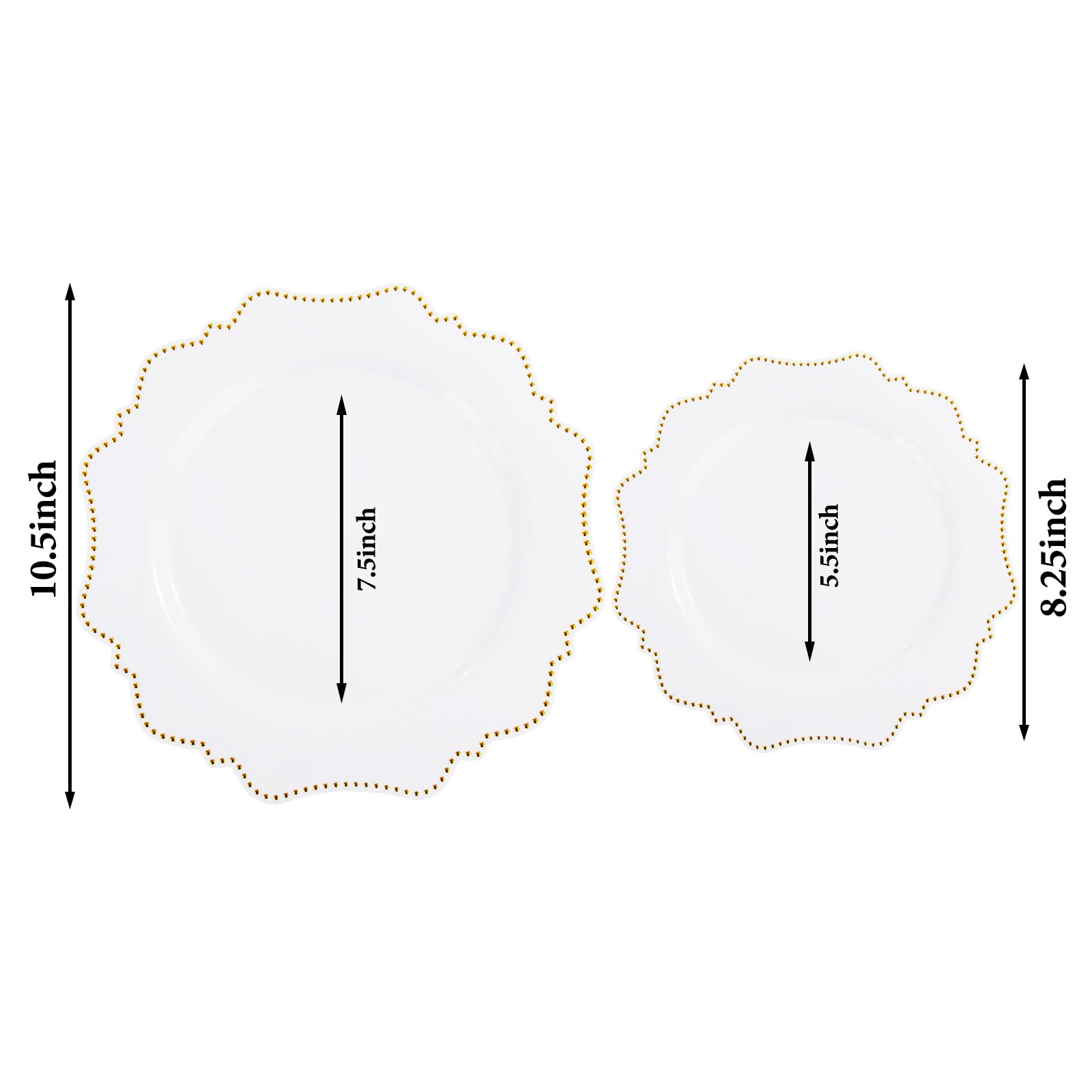 COLOSUS 60PCS White Plastic Plates for 30 guests-Fancy Plastic Beaded Plates,Plastic Plates for Party, Elegant White plates,Include 30 PCS 10.5" Dinner plates & 30PCS 8.25" Dessert plates for easter