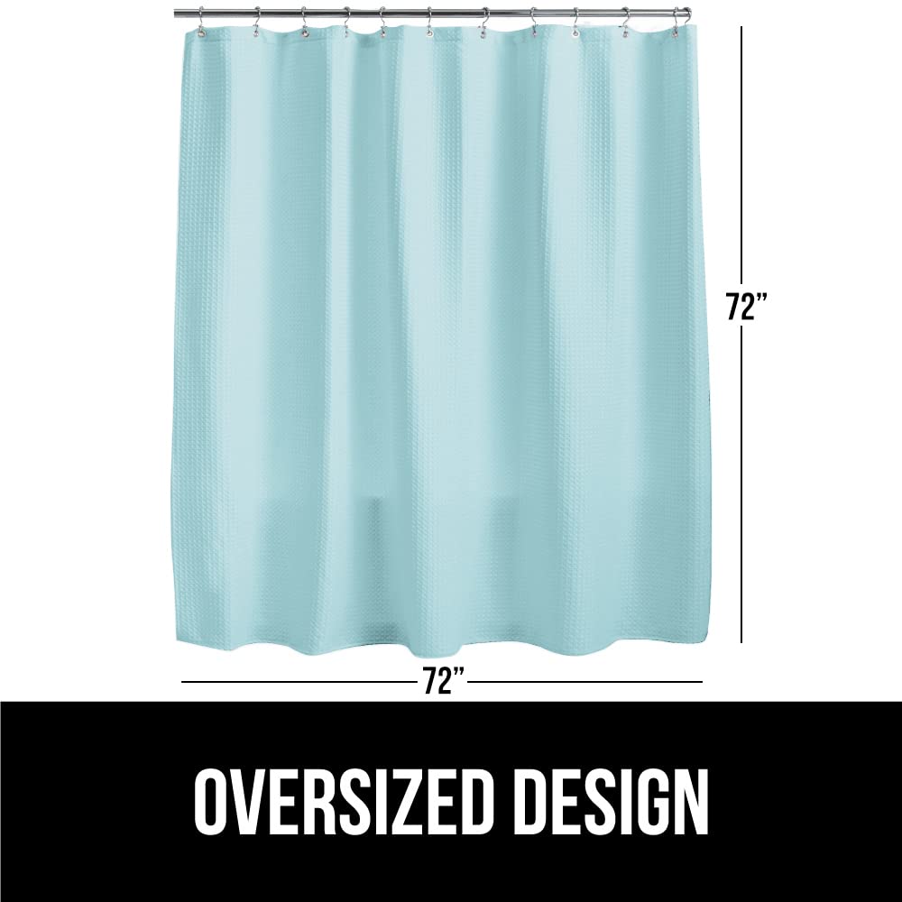 GORILLA GRIP Waffle Shower Curtain, Thick Weighted Fabric, Wrinkle and Rust Resistant, Classic Hotel Quality Design, Heavy Duty Long Curtains for Bathroom Showers, Bath Tubs, Machine Wash, 72x72 White
