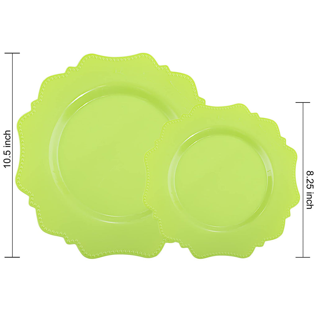 COLOSUS 60PCS White Plastic Plates for 30 guests-Fancy Plastic Beaded Plates,Plastic Plates for Party, Elegant White plates,Include 30 PCS 10.5" Dinner plates & 30PCS 8.25" Dessert plates for easter