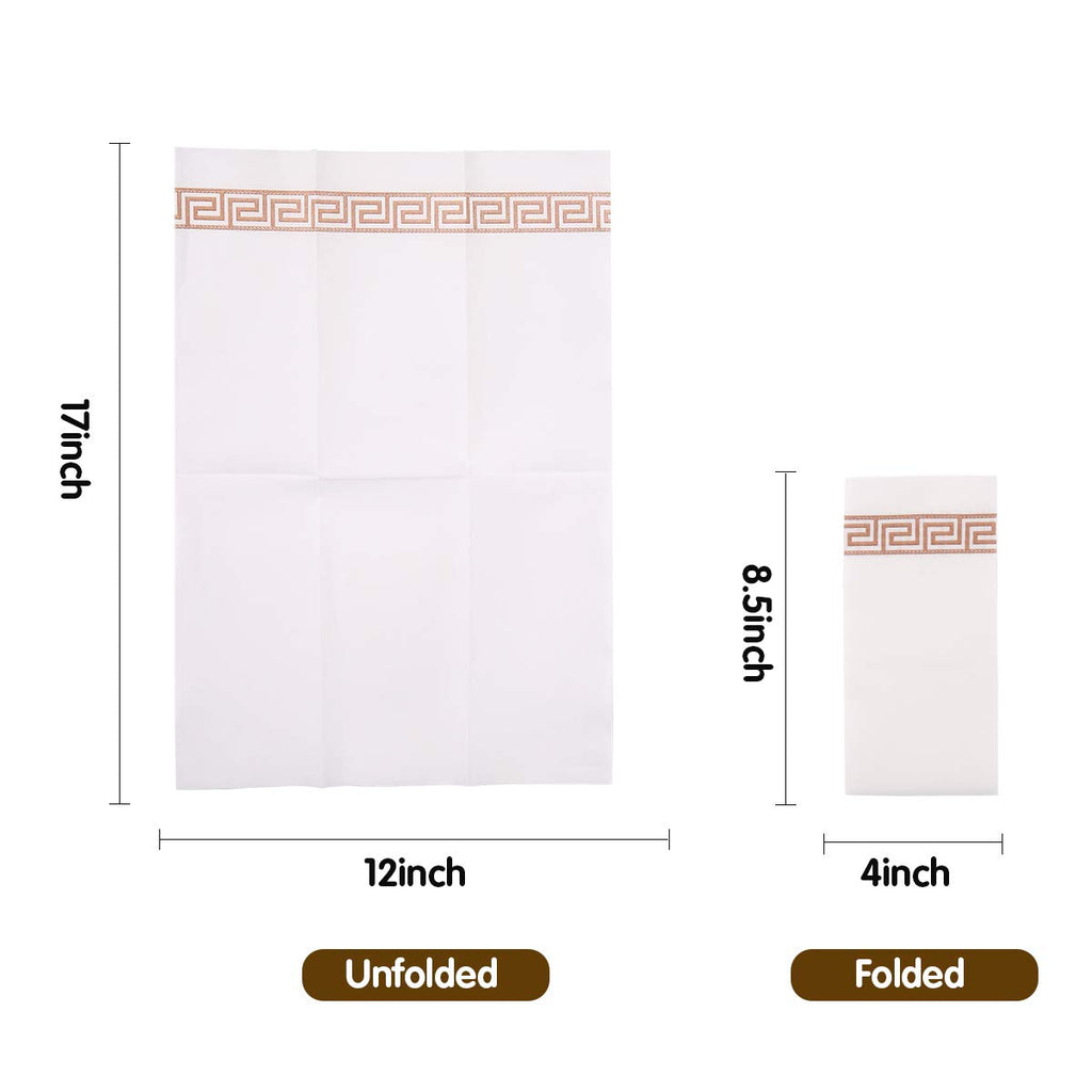 Vplus 200 PACK Guest Towels Disposable Bathroom, Decorative Bathroom Napkins, Soft and Absorbent Disposable Dinner Napkins Cloth Like for Kitchen, Parties, Weddings, Christmas Party（Gold)