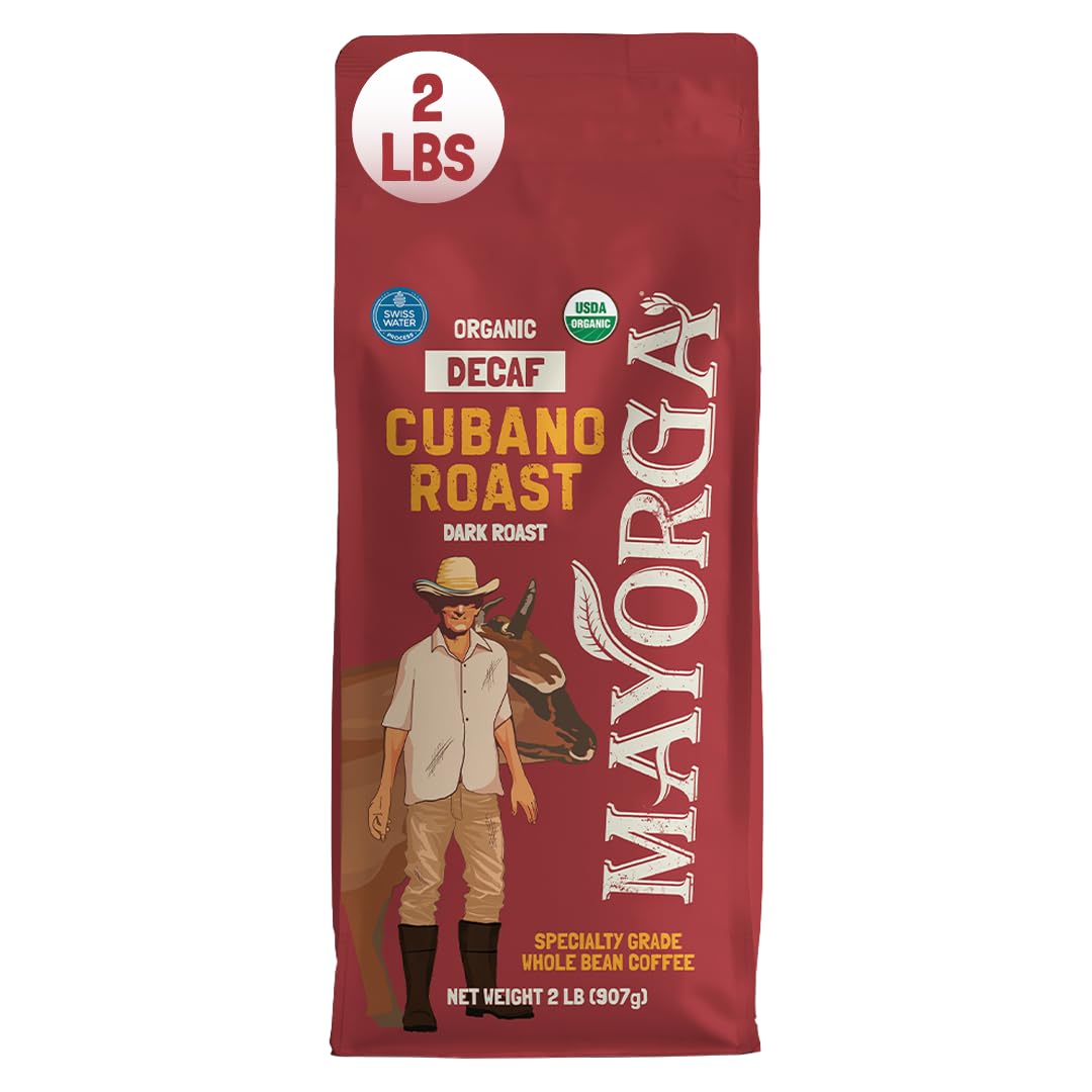 Mayorga Organic Coffee 2lb Cafe Cubano Roast - Dark Roast Whole Bean Specialty Grade Coffee, 100% Arabica, Slow Roasted, Bold and Smooth Flavor with Low Acidity - USDA Organic, Non-GMO, Kosher