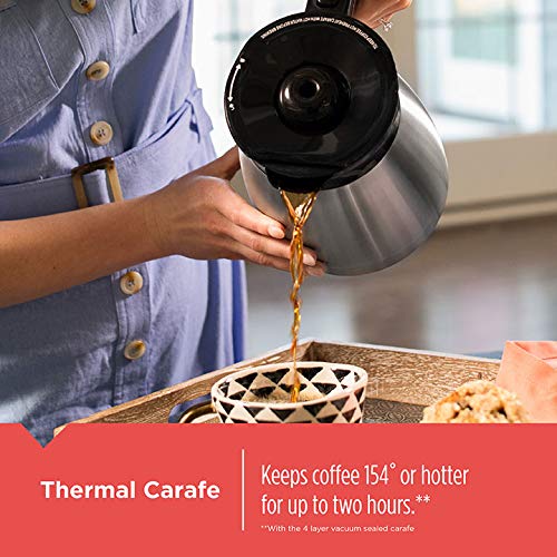 BLACK+DECKER 12 Cup Thermal Programmable Coffee Maker with Brew Strength and VORTEX Technology, Black/Steel, CM2046S