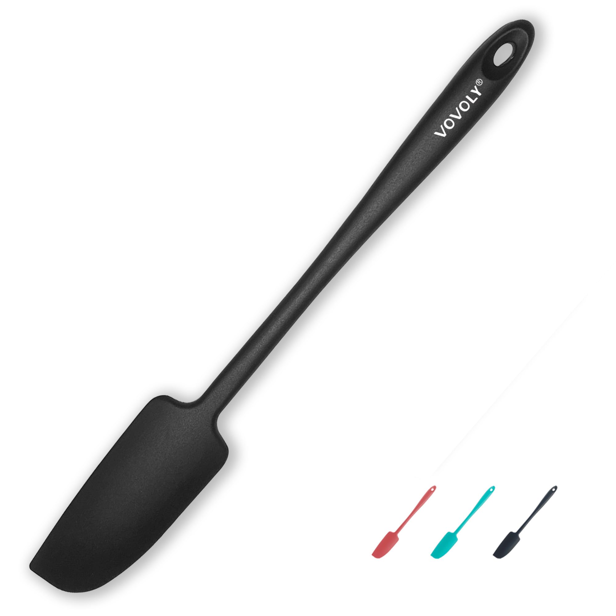 Silicone Jar Spatula, Small Rubber Scraper, Spatulas Silicone Heat Resistant, Seamless,Non StIck Cookware 11.2 Inch, Black.