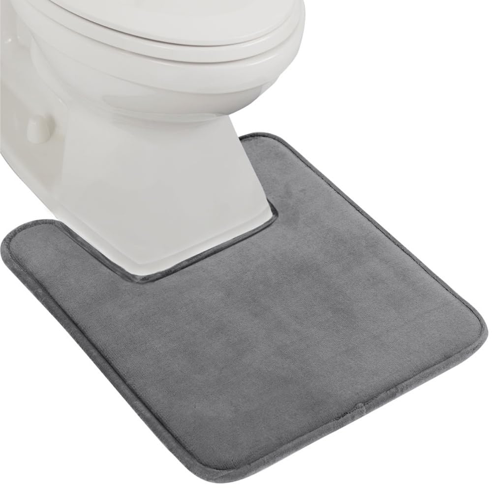 GORILLA GRIP Memory Foam Bath Rugs, Soft Absorbent Velvet Bathroom Mats, Durable Dots on Underside, Machine Washable Bathmat, Carpet Rug Room Decor for Shower Floor, 24x17 Mat, Graphite Gray
