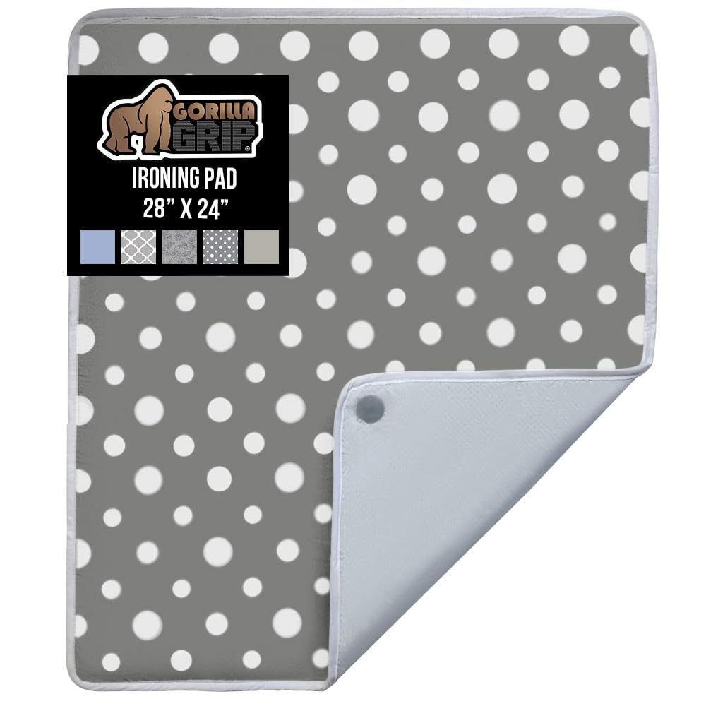 GORILLA GRIP The Original Ironing Board Cover and Pad, Silicone Coating, Thick Scorch Resistant Padding, Heavy Duty Iron Covers Standard Boards, Hook and Loop Fastener Strap, Silver, 15x54