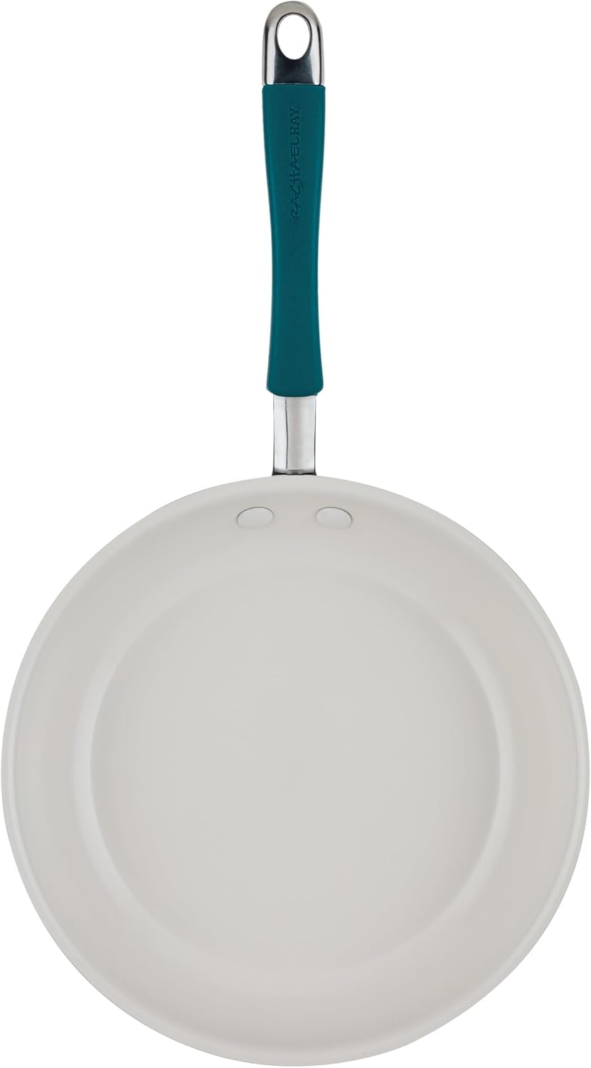 Rachael Ray - 16802 Rachael Ray Cucina Nonstick Cookware Pots and Pans Set, 12 Piece, Sea Salt Gray
